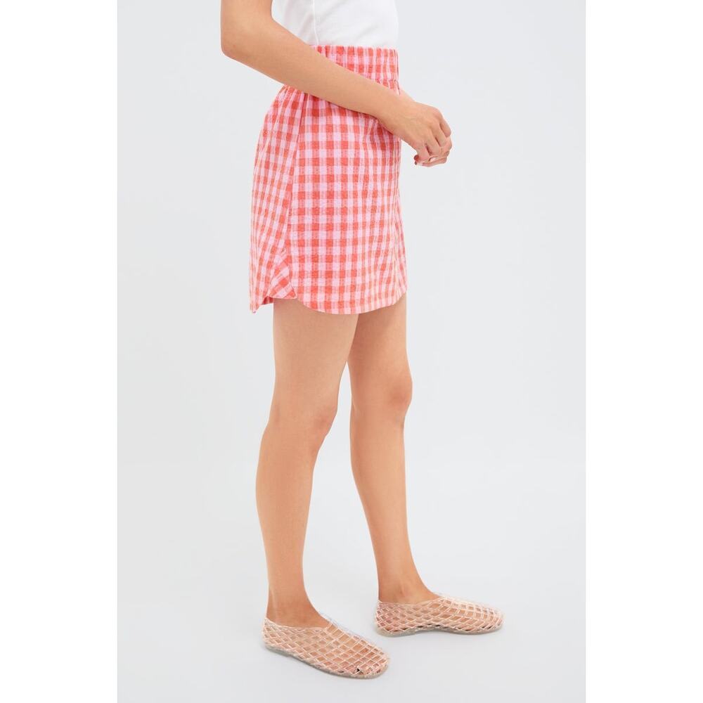 TUCKERNUCK Orange and Pink Seersucker Frankie Mini Skirt Size M NWT - Picture 6 of 8